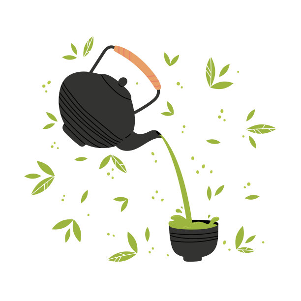 抹茶茶集矢量插图图片下载