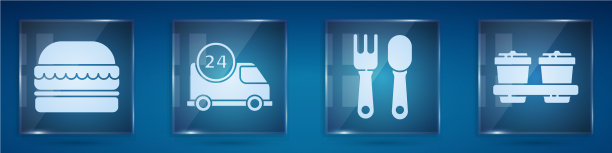 套餐汉堡速递车叉和勺子图片下载