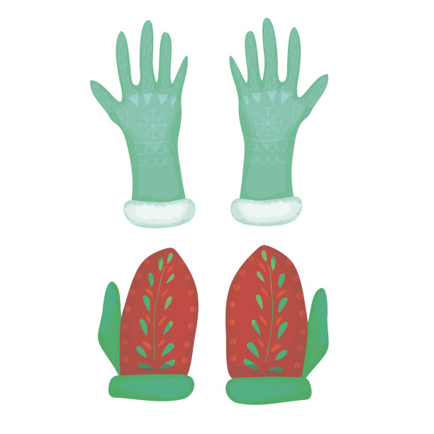 温暖的冬天的衣服。一副连指手套和羊毛手套。图片下载