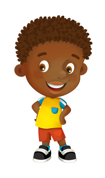 卡通场景与孩子男孩在白色的背景-插图图片下载