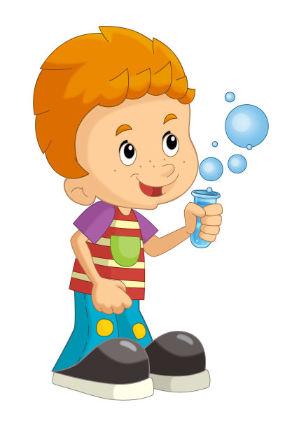 卡通聪明的孩子站在有趣的科学孤立的插图图片下载