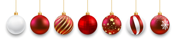 设置红色圣诞球和透明玻璃与雪花效果孤立在白色背景。收集不同的圣诞球模板。新年玩具装饰-向量图片下载