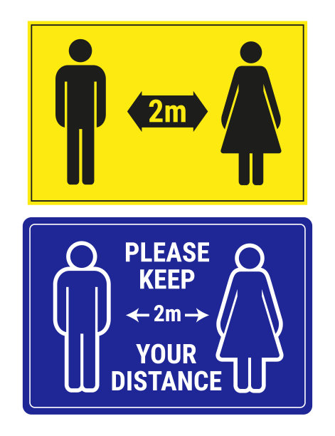两个社会距离符号的集合，向量图片下载