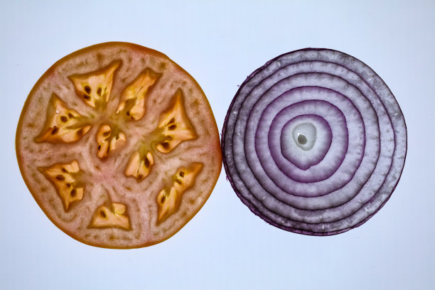 西红柿和红洋葱片图片下载