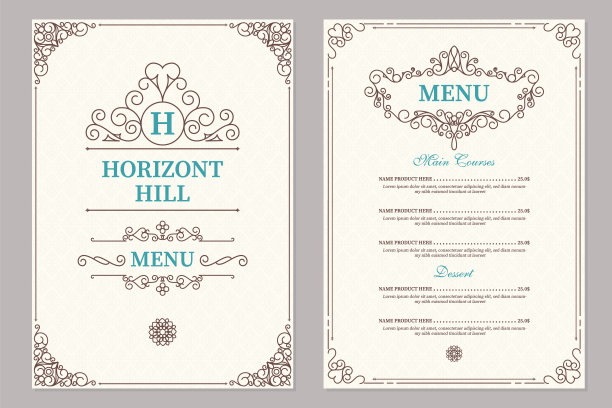 餐厅菜单设计。矢量宣传册模板的咖啡馆，咖啡馆，餐厅，酒吧。食品和饮料标识式符号设计。的背景图片下载