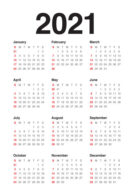 2021年日历矢量设计模板图片下载
