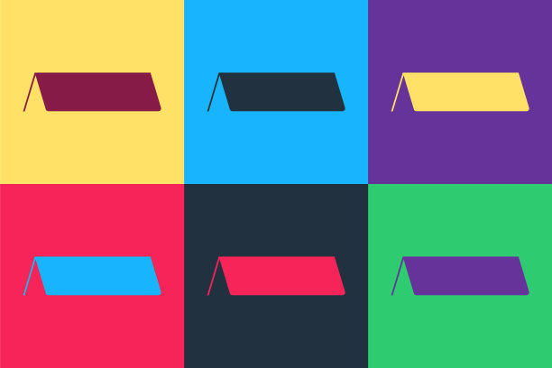 波普艺术空白纸桌卡图标孤立的颜色背景。帐篷卡图标。向量图片下载