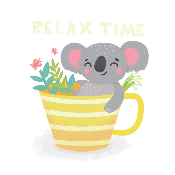 可爱的考拉在杯子里图片下载