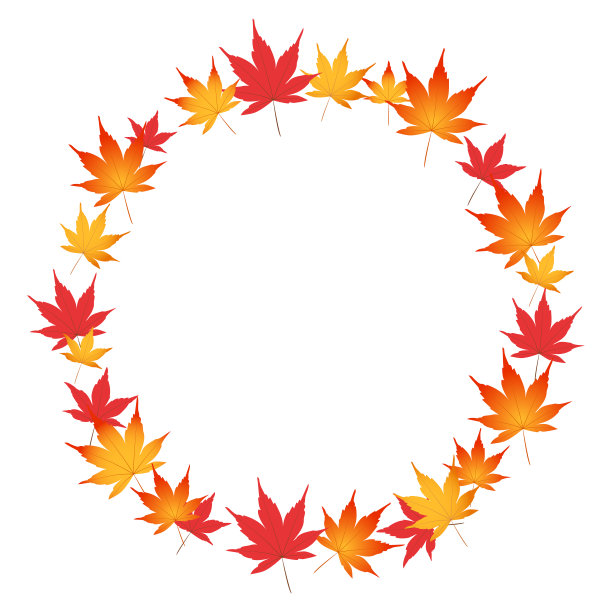 用秋叶装饰的框架。框架的说明。装饰美丽的颜色的叶子。白色背景。图片下载