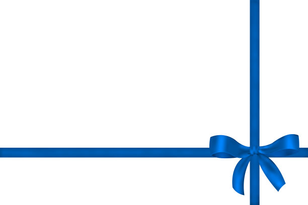 白色背景上的蓝色蝴蝶结和丝带。礼物盒子。图片下载