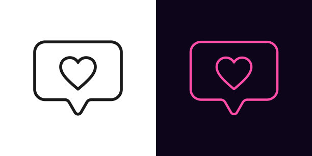 轮廓心脏图标与可编辑的笔触。线性心脏标志与信息气泡图片下载