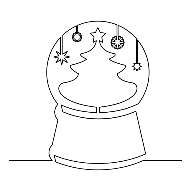 圣诞雪花球配圣诞树，连续排列。图片下载