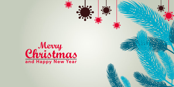 圣诞问候背景有圣诞树和病毒图片下载