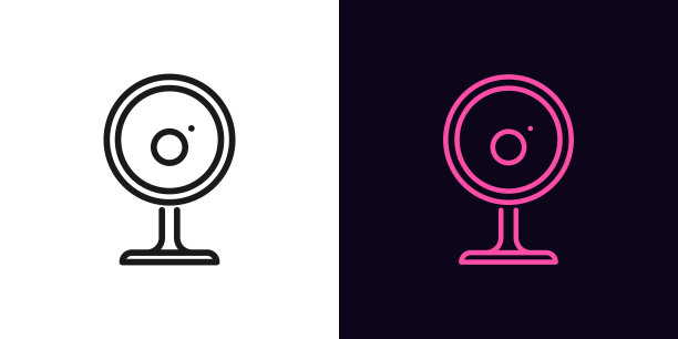 大纲摄像头图标。线性网络摄像头标志，可编辑笔画的独立网络摄像头图片下载