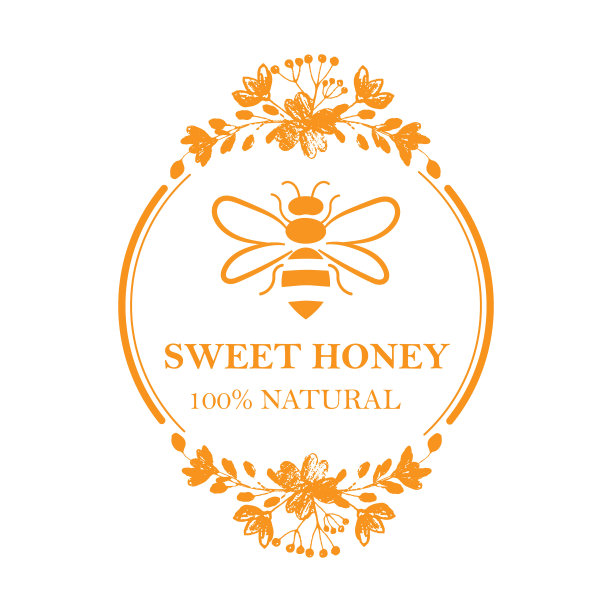 有机和生态蜂蜜标签-蜜蜂。图片下载