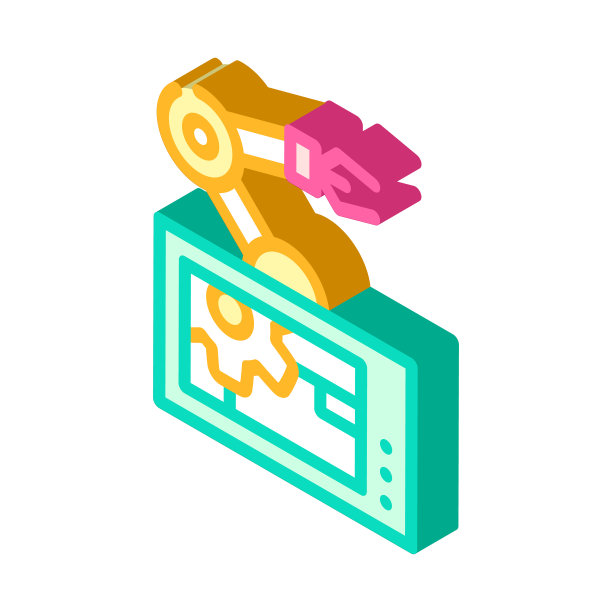 机器人手臂机构等距图标矢量插图图片下载