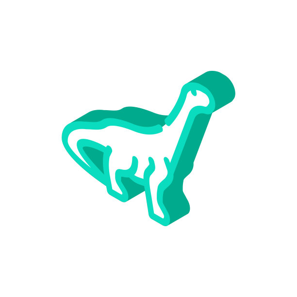 南极龙，迷惑龙，阿根廷龙，恐龙等距图标矢量插图图片下载