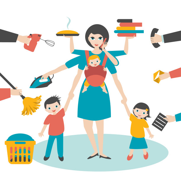 一心多用的女人，母亲，商人图片下载