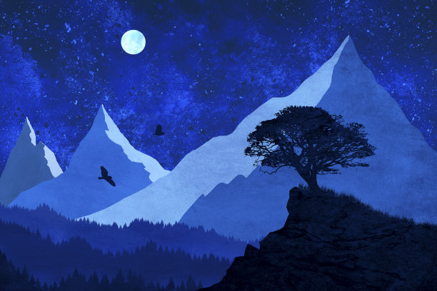 孤独的树和夜猫子图片下载