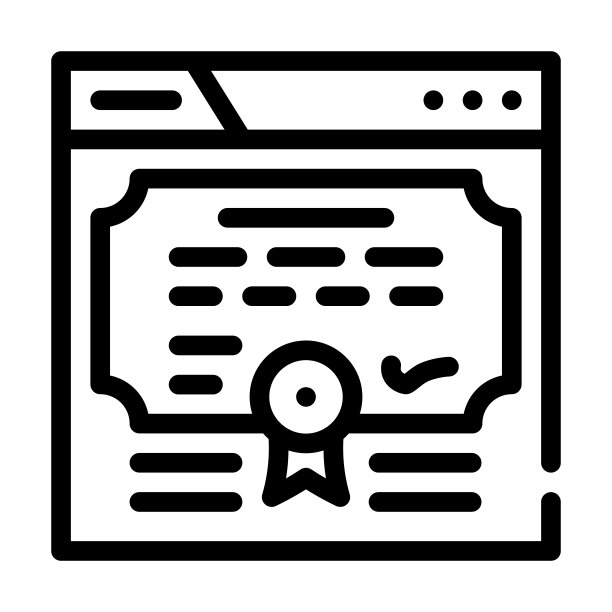 电子文凭线图标矢量插图图片下载