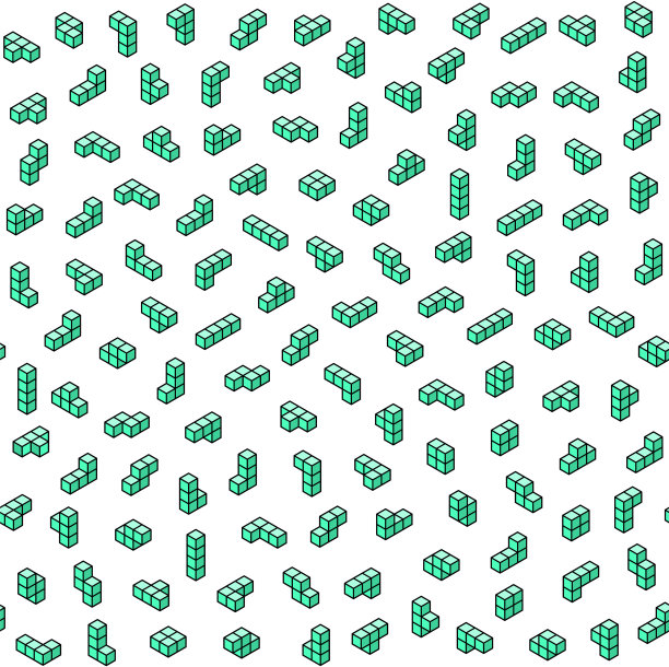 在白色上等距的绿色方块图片下载