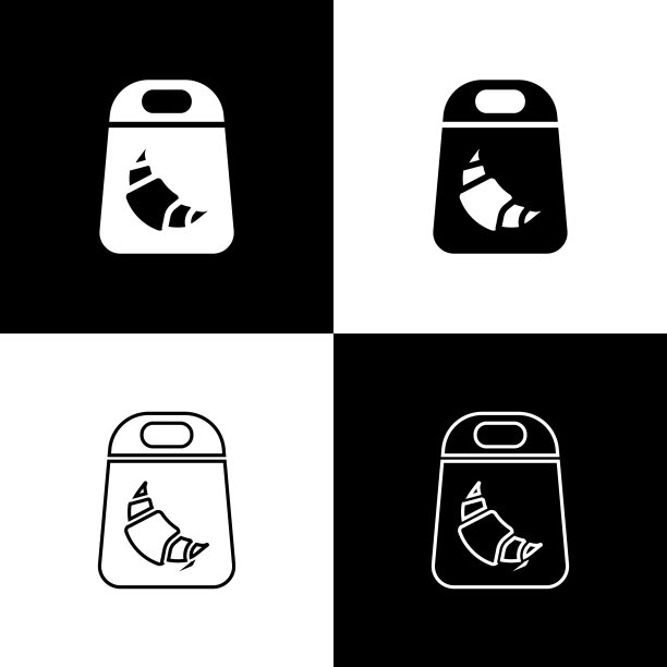 设置羊角包图标隔离在黑白背景上。向量图片下载