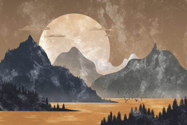 靠近北部山脉的金色湖泊图片下载