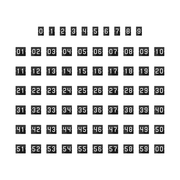 黑色翻盖时钟图标设置在平面风格与长图片下载