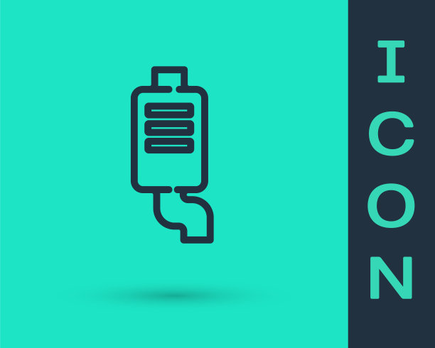 黑色线汽车消声器图标隔离在绿色背景。排气管道。向量图片下载