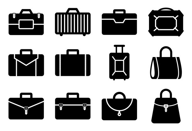 袋图标集矢量插图。图片下载