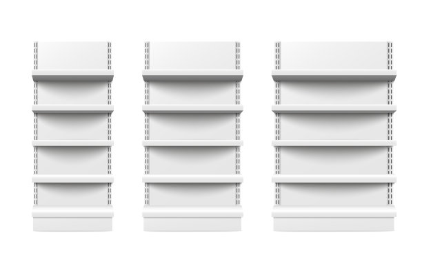 三种不同尺寸的空货架图片下载