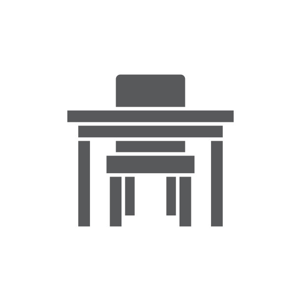 课桌和椅子的图标符号隔离在一起图片下载