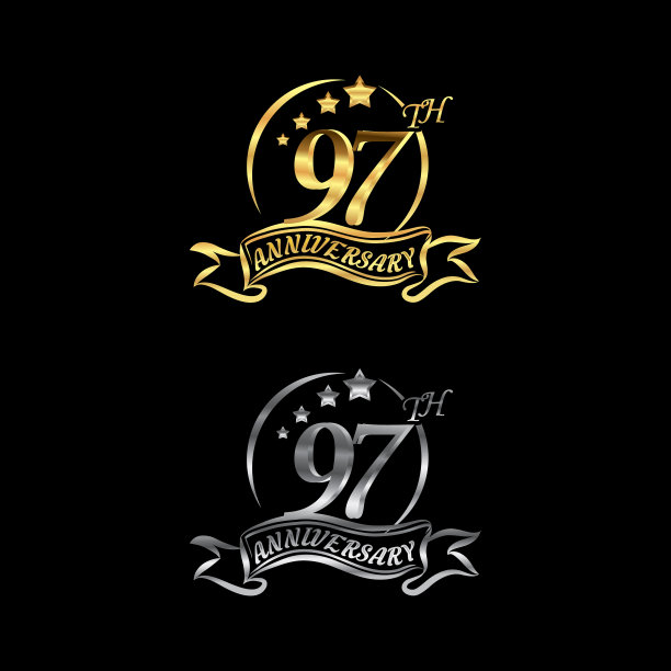 周年纪念不同寻常的标签金色和银色图片下载
