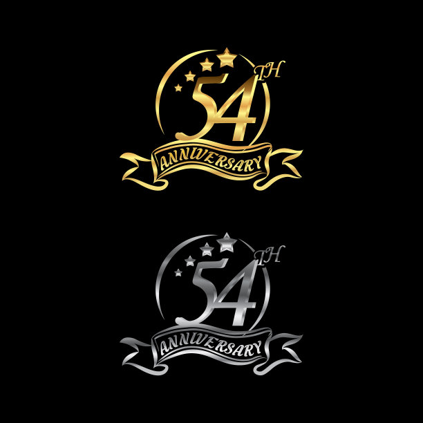 周年纪念不同寻常的标签金色和银色图片下载