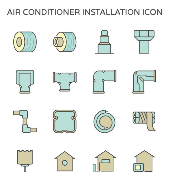 空调安装工具图标集图片下载