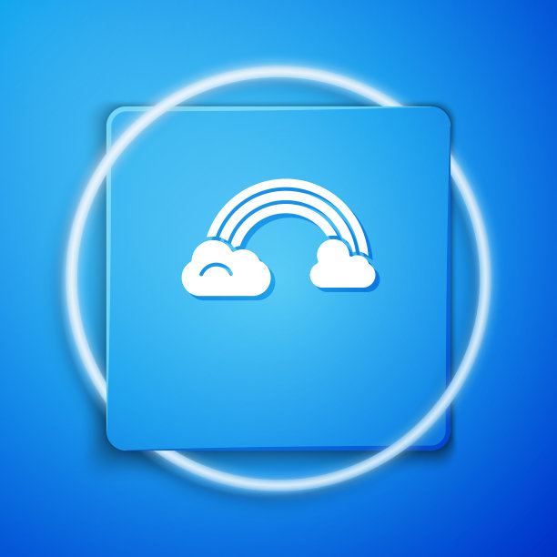 白色彩虹与云图标孤立在蓝色图片下载