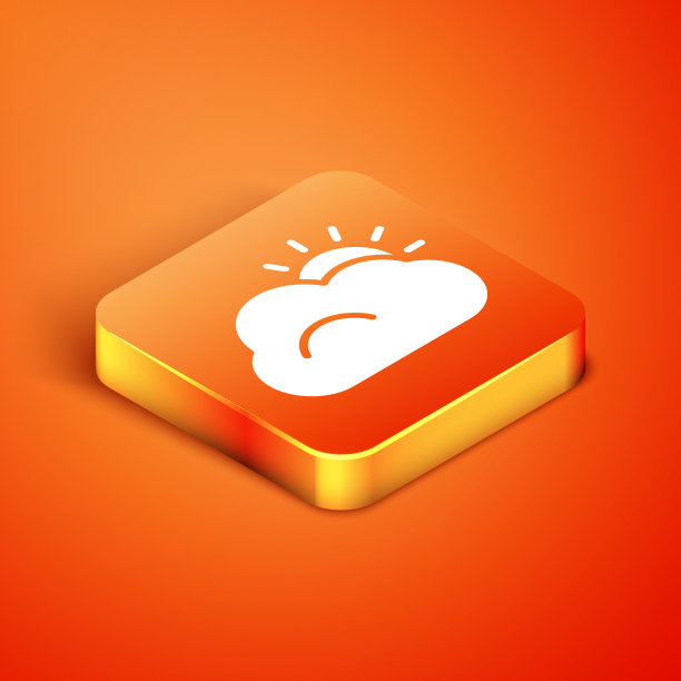 等距太阳和云的天气图标孤立图片下载