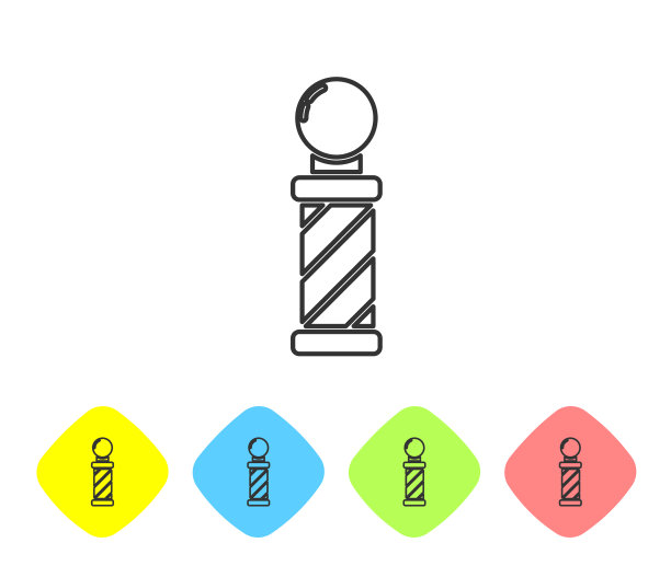 灰线经典理发店标杆图标孤立图片下载