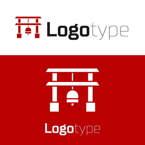 红色日本门图标孤立在白色背景图片下载