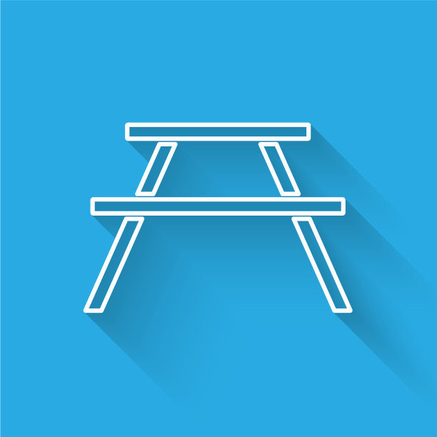 白色线野餐桌子上的长凳图片下载