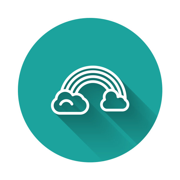 白线彩虹与云图标隔离图片下载