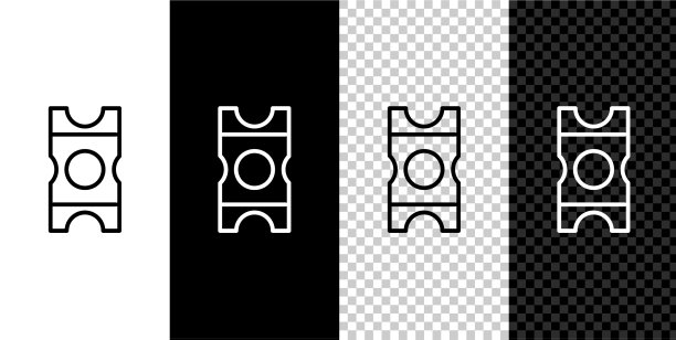 设置线优惠券图标孤立的黑色和白色图片下载