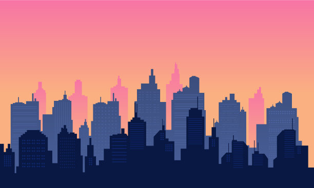城市背景与黄昏全景的细微差别图片下载