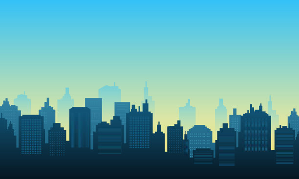 城市背景与日光的微妙全景图片下载