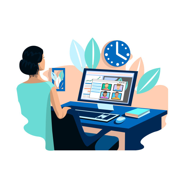 女孩在家工作图片下载