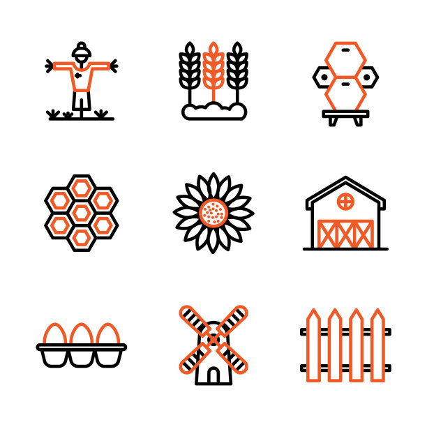 农业图标设置包括大纲样式图片下载