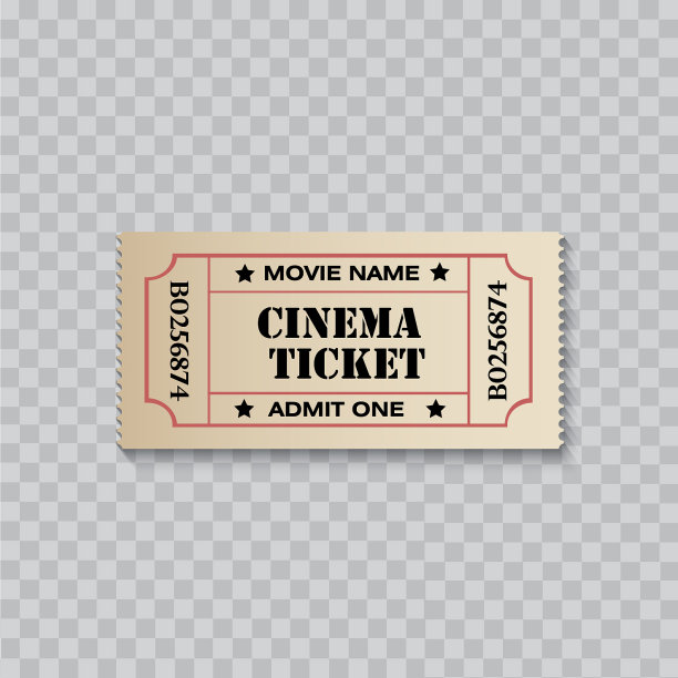 电影票孤立在透明背景上图片下载