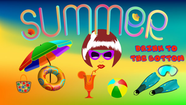 暑假海报上的梯度背景图片下载