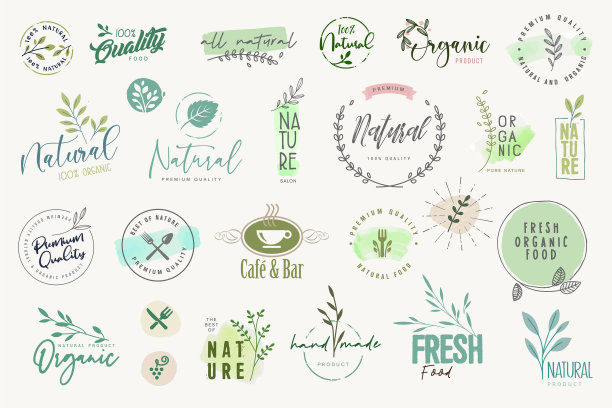 为有机产品设置贴纸和徽章图片下载