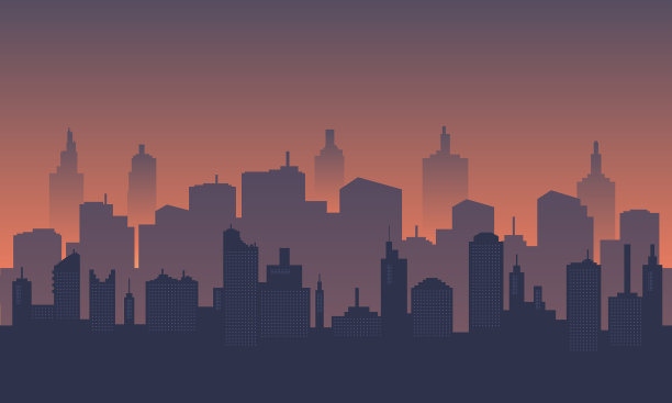 城市背景在黄昏时分市中心有许多商场和图片下载